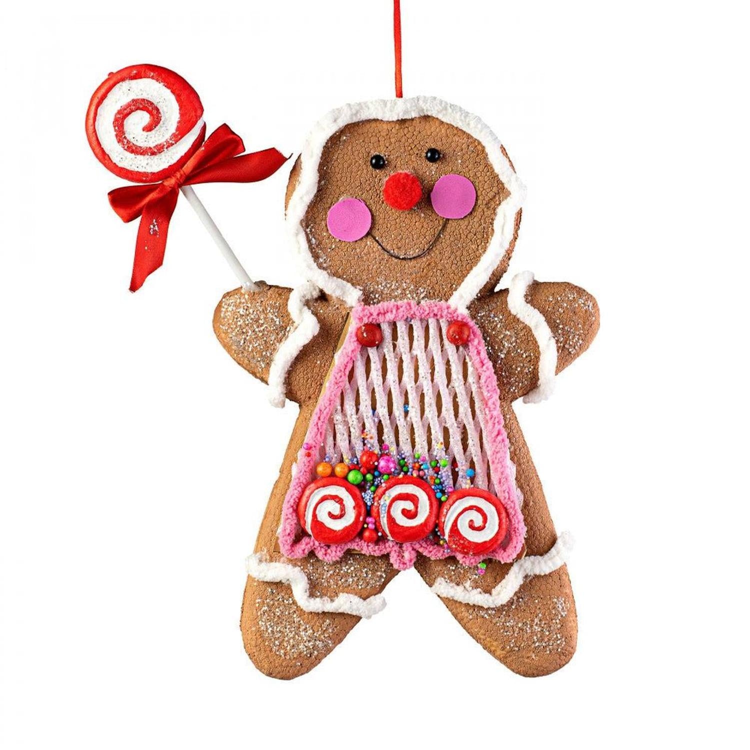 13" Pink Gingerbread Ornament