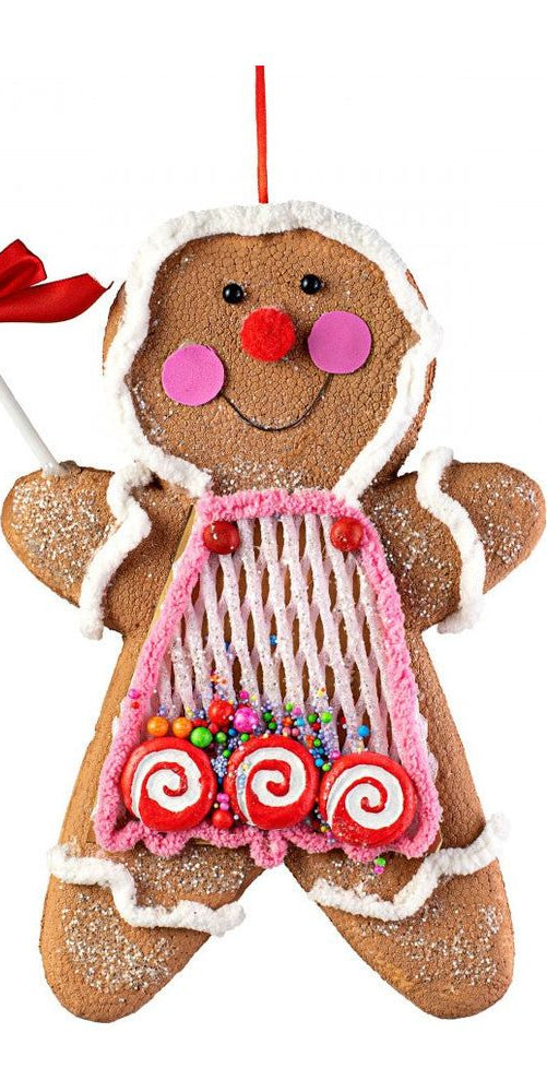 13" Pink Gingerbread Ornament - Michelle's aDOORable Creations - Wreath Enhancement
