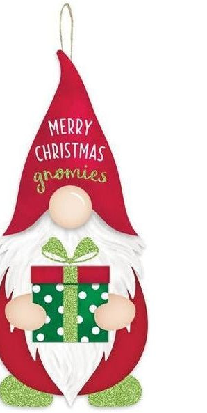 13" Wooden Gnome Shaped Sign: Merry Christmas - Michelle's aDOORable Creations - Wooden/Metal Signs