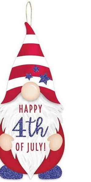 13" Wooden Gnome Shaped Sign: Patriotic Gnome - Michelle's aDOORable Creations - Wooden/Metal Signs