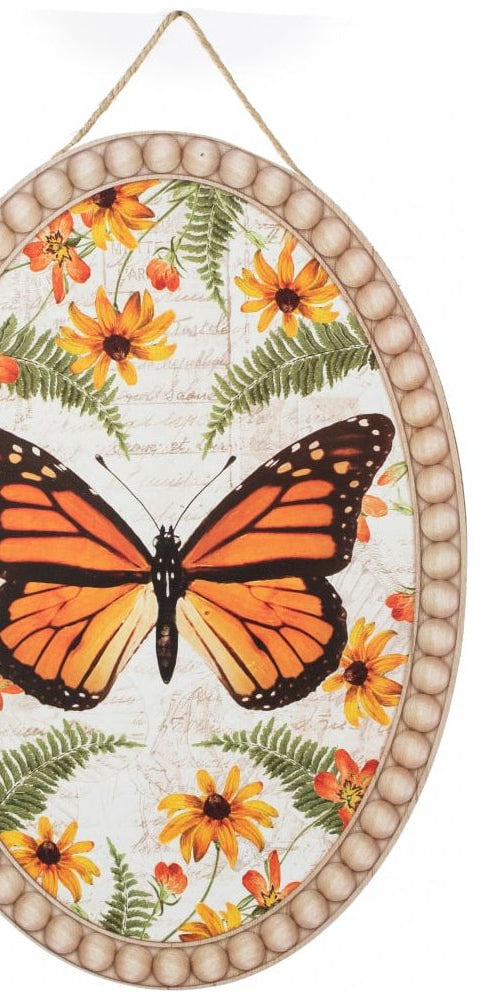 13" Wooden Oval Sign: Monarch Butterfly - Michelle's aDOORable Creations - Wooden/Metal Signs
