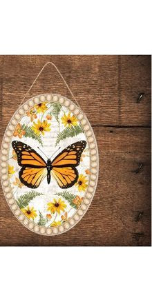 13" Wooden Oval Sign: Monarch Butterfly - Michelle's aDOORable Creations - Wooden/Metal Signs