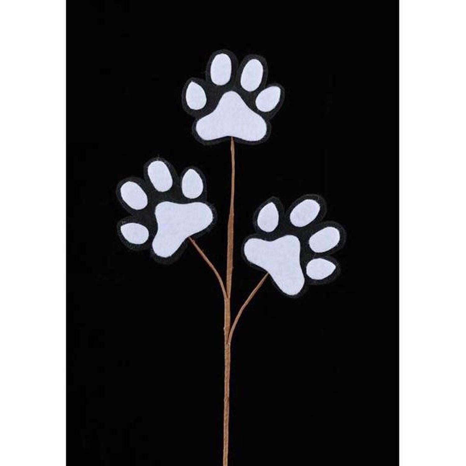 13.5" Felt Paw Print Spray: Black/White