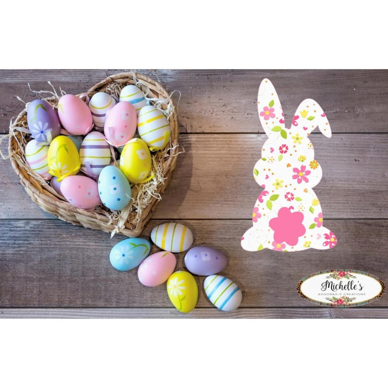 13in Waterproof Sign: Floppy Ear Floral Bunny