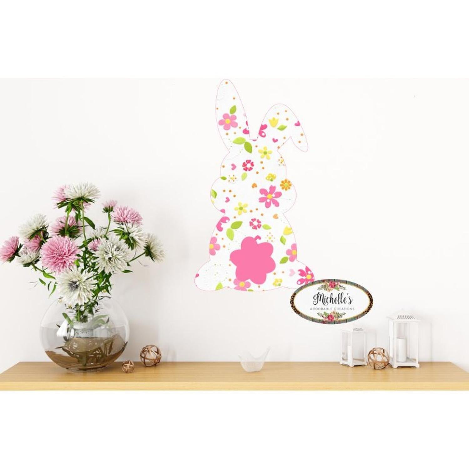 Shop For 13in Waterproof Sign: Floppy Ear Floral Bunny at Michelle's aDOORable Creations