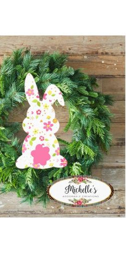 13in Waterproof Sign: Floppy Ear Floral Bunny - Michelle's aDOORable Creations - Signature Signs