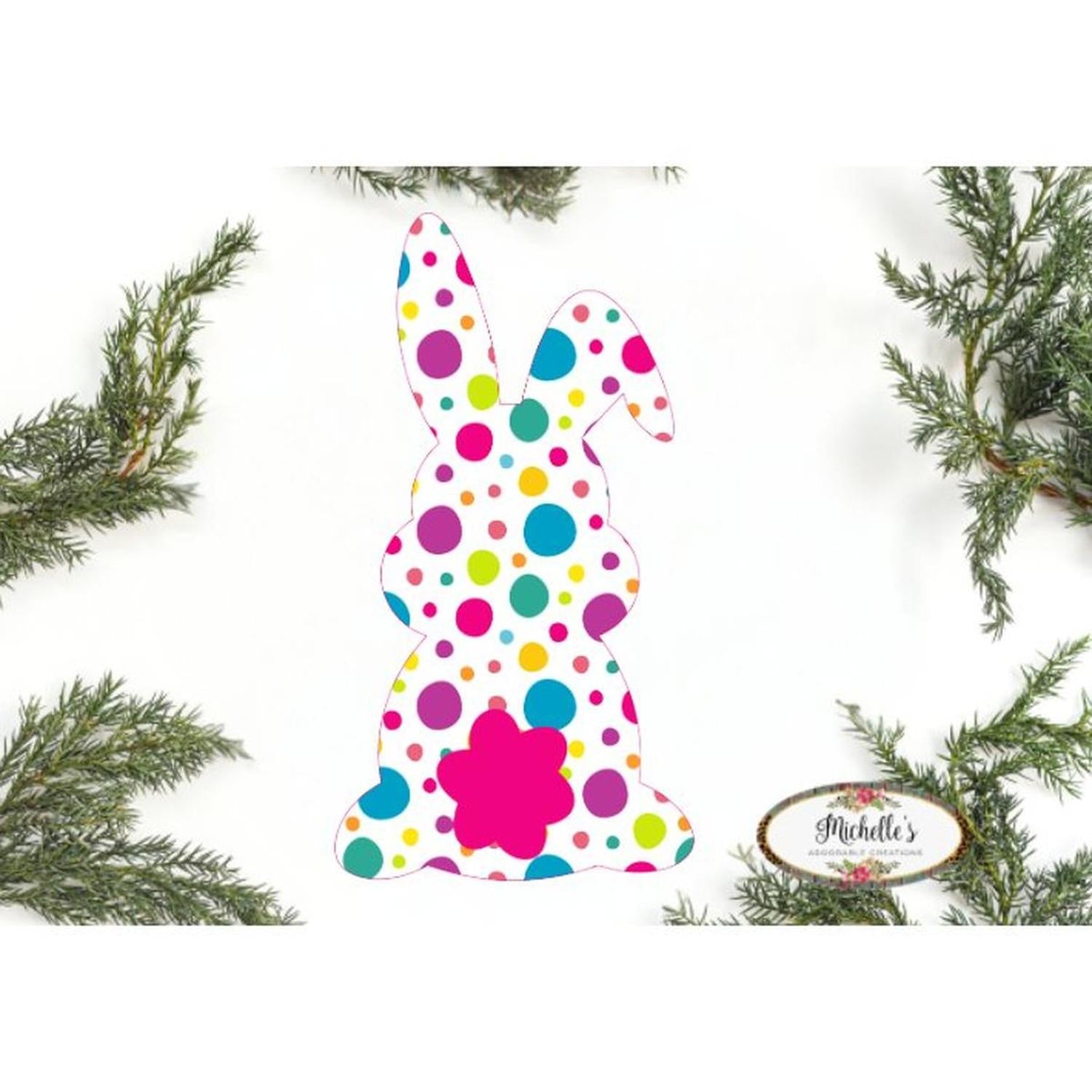 13in Waterproof Sign: Floppy Ear Polka Dot Bunny