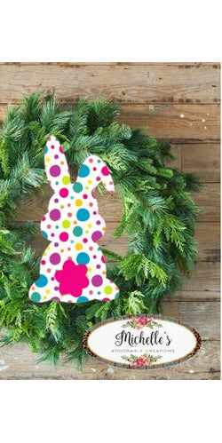 13in Waterproof Sign: Floppy Ear Polka Dot Bunny - Michelle's aDOORable Creations - Signature Signs