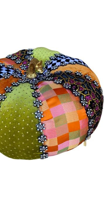 14" Designer Diamond Trim Pumpkin: Multi - Michelle's aDOORable Creations - Pumpkin