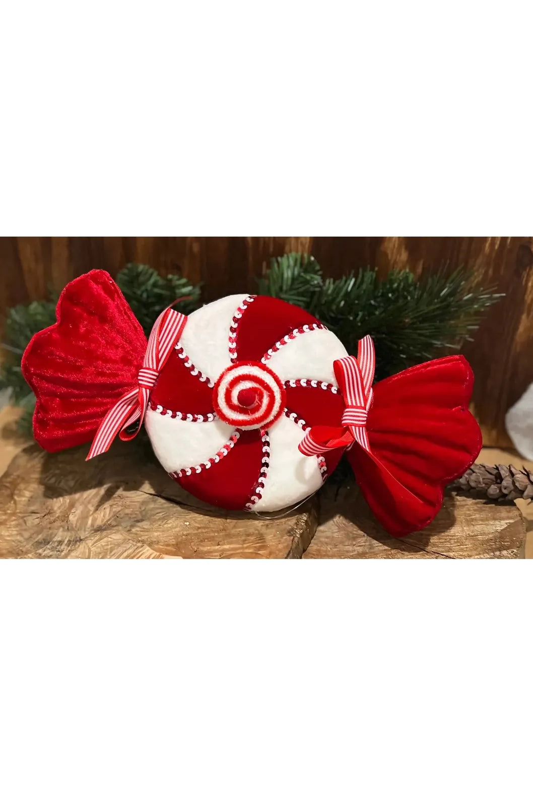 Shop For 14" Fabric Peppermint Candy Ornament: Red & White MTX69438RDWH
