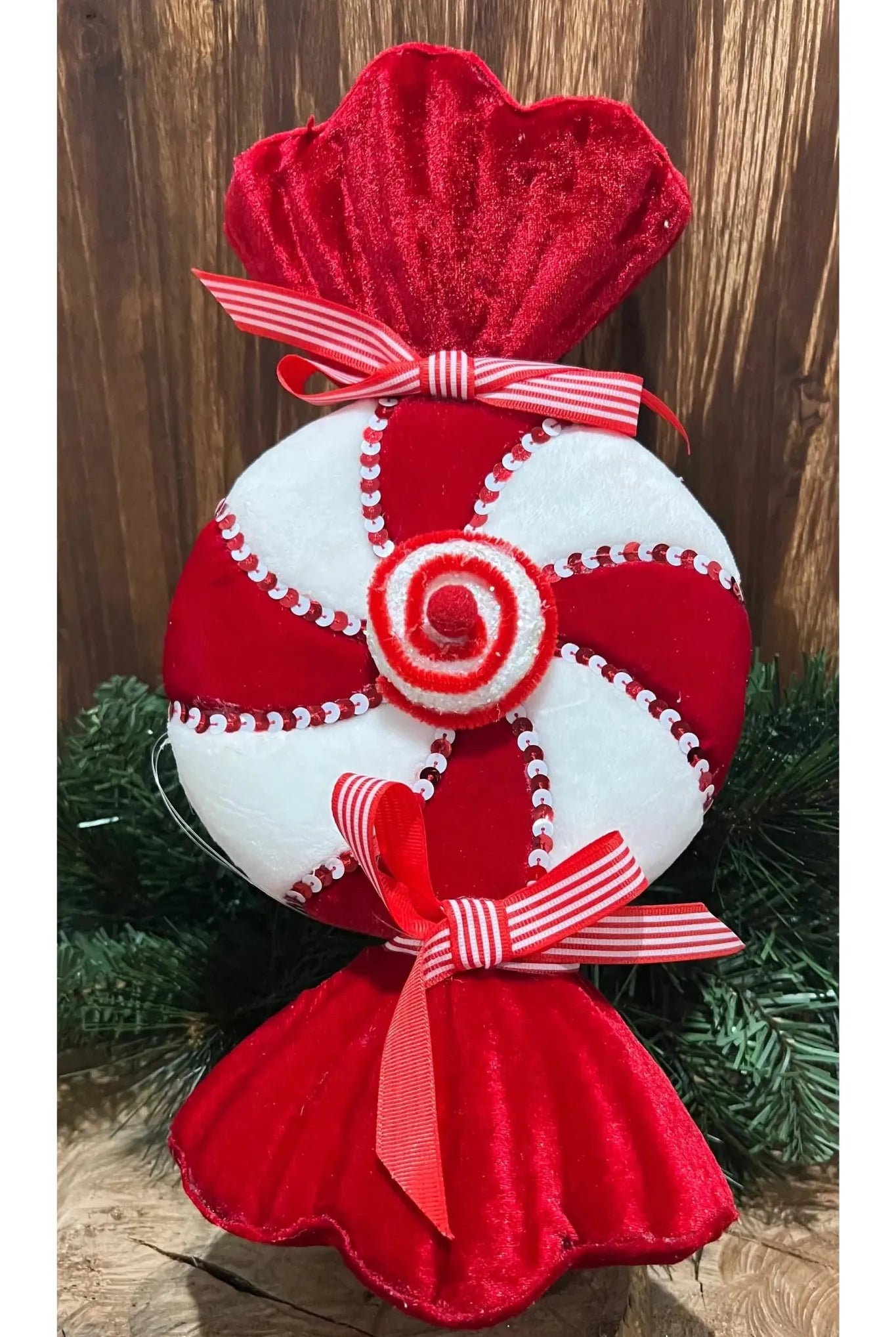 Shop For 14" Fabric Peppermint Candy Ornament: Red & White MTX69438RDWH
