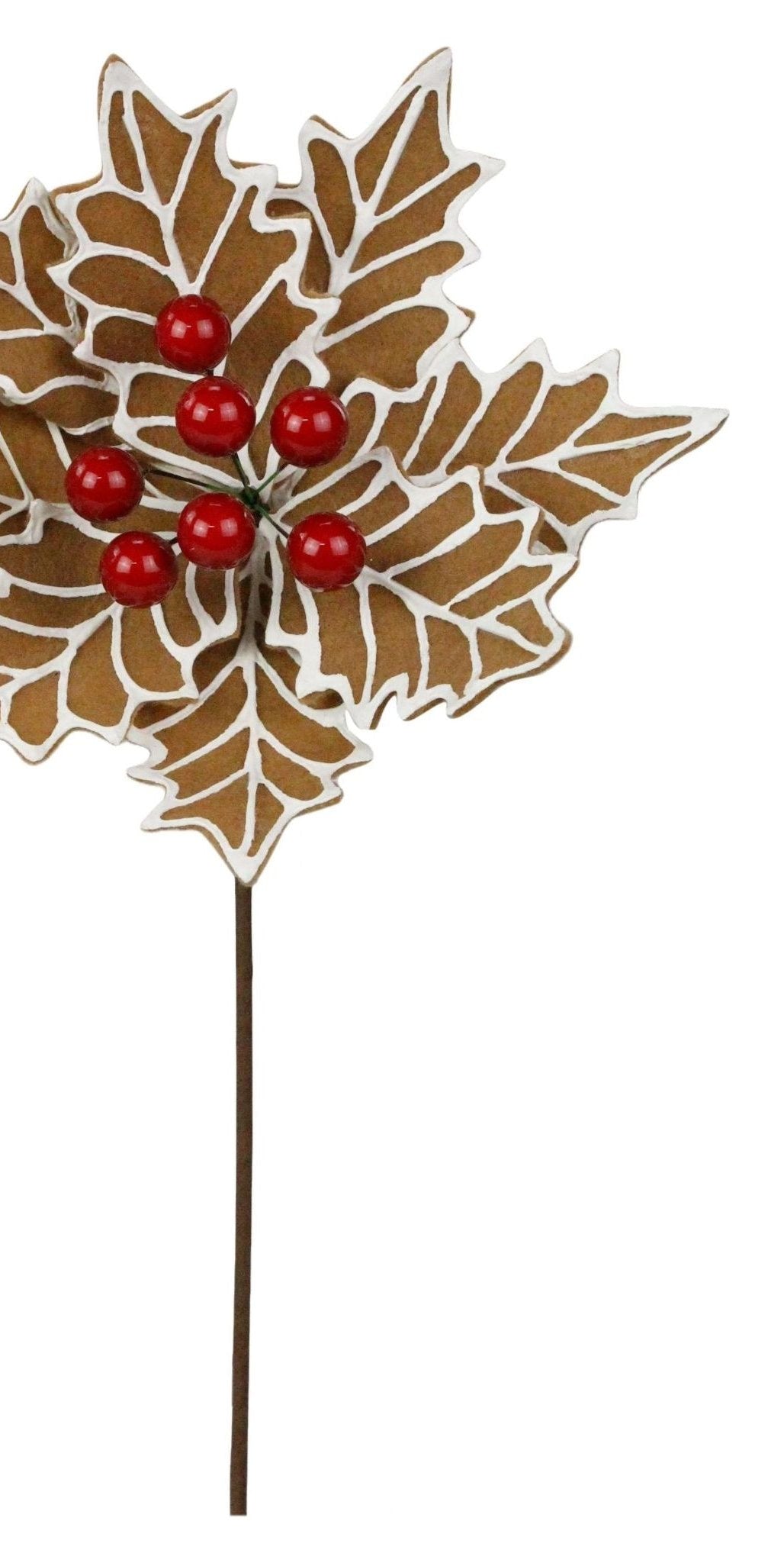 14" Gingerbread Poinsettia Stem - Michelle's aDOORable Creations - Sprays and Picks