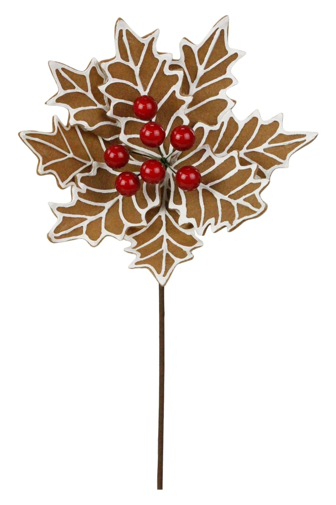 14" Gingerbread Poinsettia Stem - Michelle's aDOORable Creations - Sprays and Picks