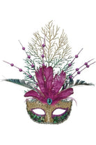 14" Glitter Feather Mardi Gras Mask Ornament - Michelle's aDOORable Creations - Wreath Enhancement