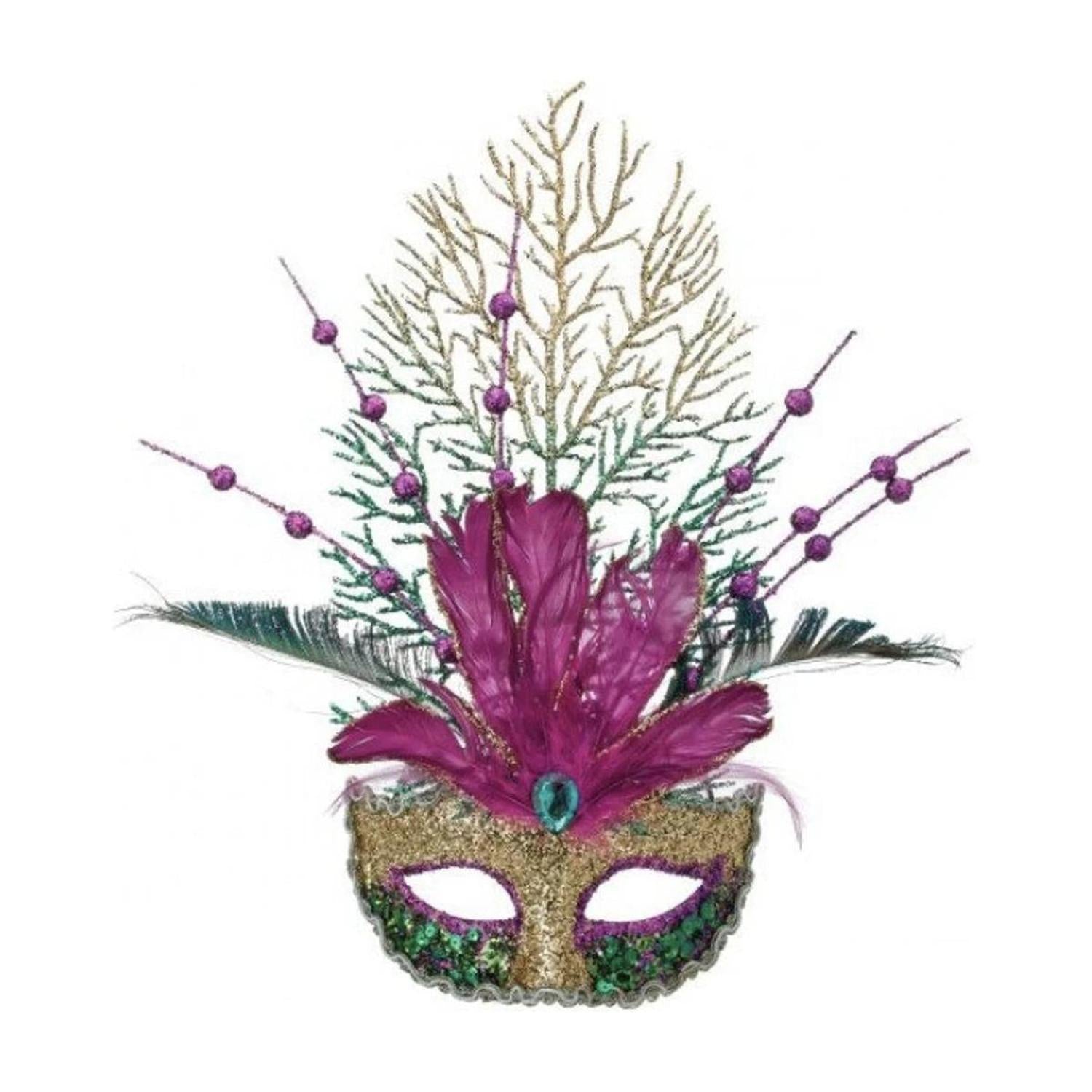 Shop For 14" Glitter Feather Mardi Gras Mask Ornament at Michelle's aDOORable Creations
