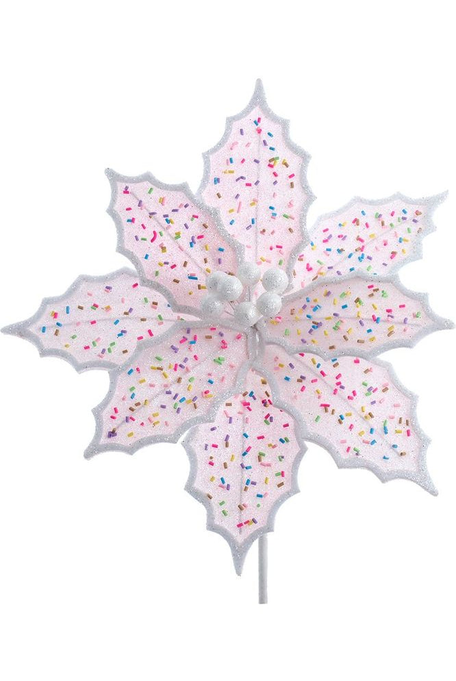 14" Pink Frosted Poinsettia Pick - Michelle's aDOORable Creations - Sprays and Picks