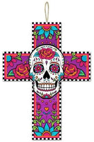 Shop For 14" Sugar Skull Cross Sign at Michelle's aDOORable Creations