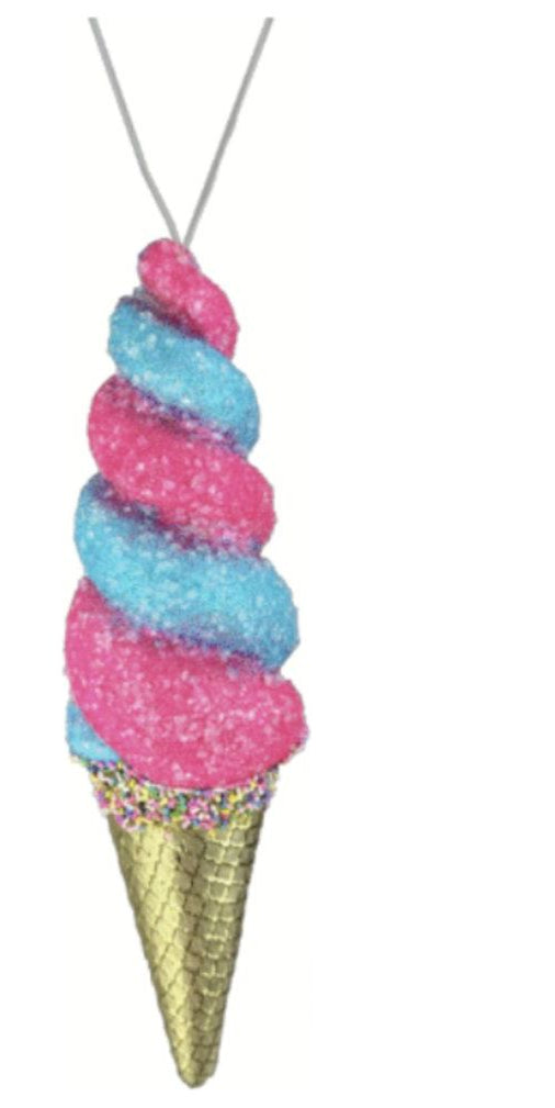 14" Swirl Ice Cream Cone Ornament: Pink/Blue - Michelle's aDOORable Creations - Sprays and Picks