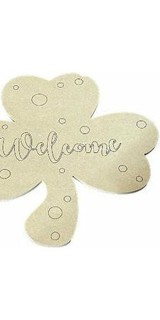 14" Unpainted MDF Clover Welcome Sign - Michelle's aDOORable Creations - Unfinished Wood Cutouts