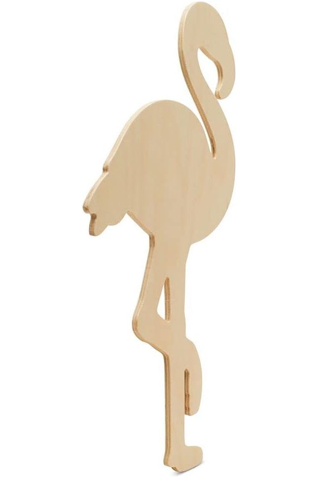 14" Unpainted MDF Flamingo Wood Cut Out - Michelle's aDOORable Creations - Unfinished Wood Cutouts
