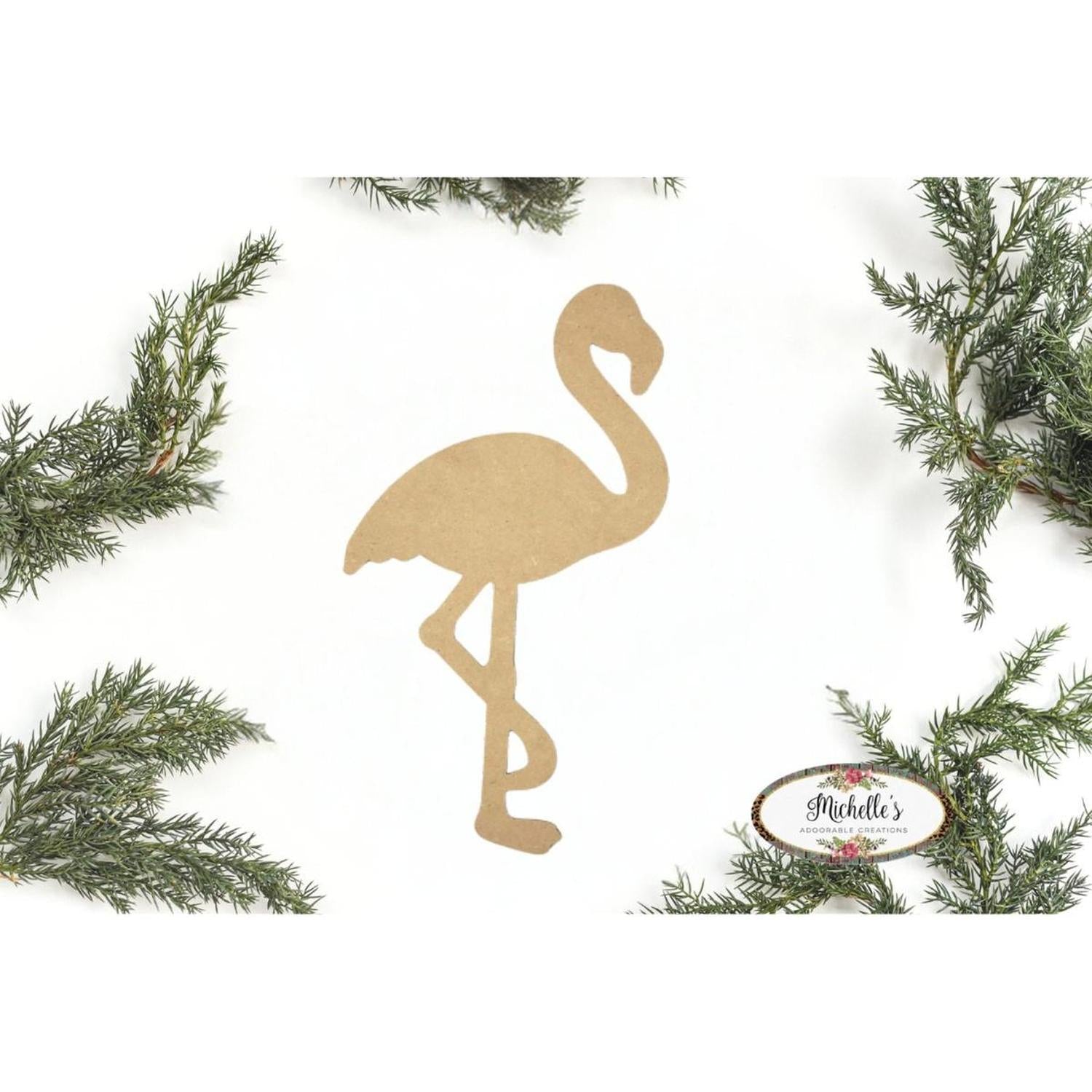 14" Unpainted MDF Flamingo Wood Cut Out