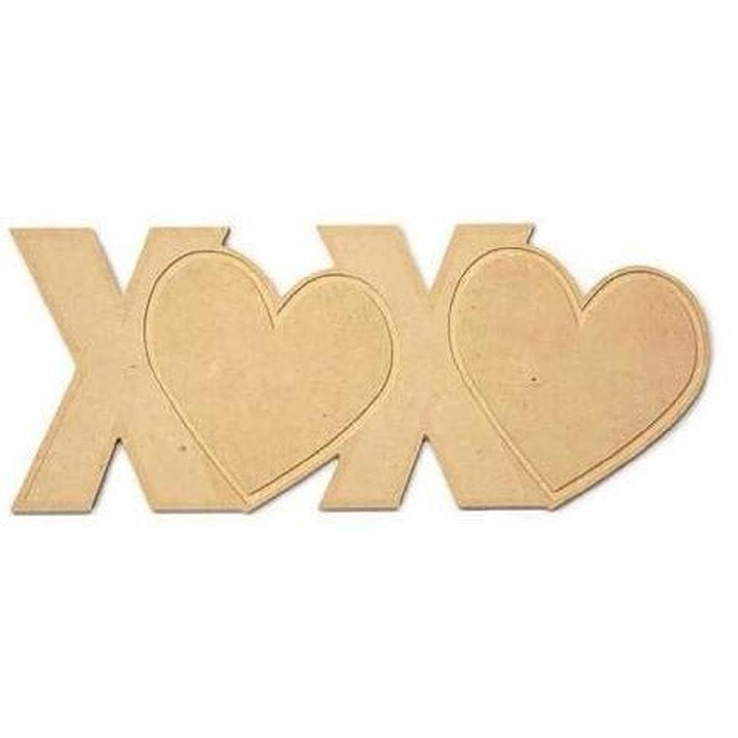14" Unpainted MDF XOXO Word Cutout
