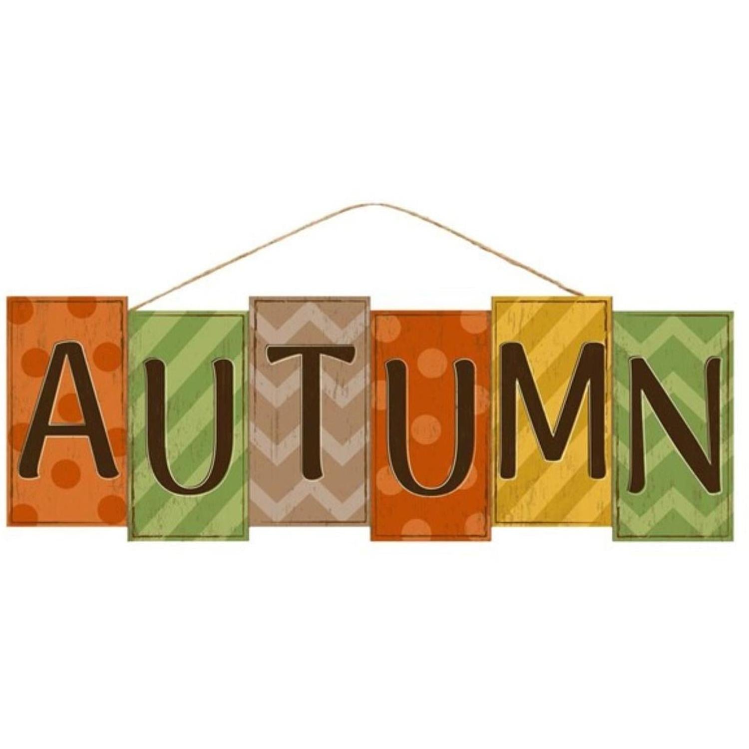 14" Wooden Sign: Autumn Block