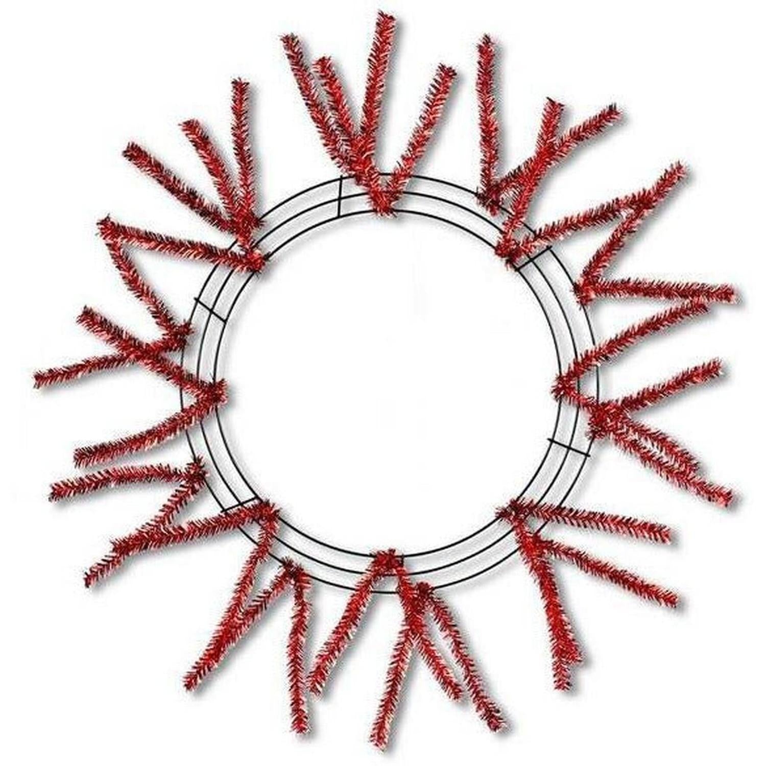 15-24" Tinsel Work Wreath Form: Metallic Red