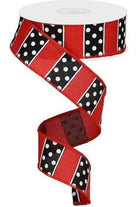 Shop For 1.5" B & W Polka Dot Stripes Ribbon: Red (10 Yards) RG0197024