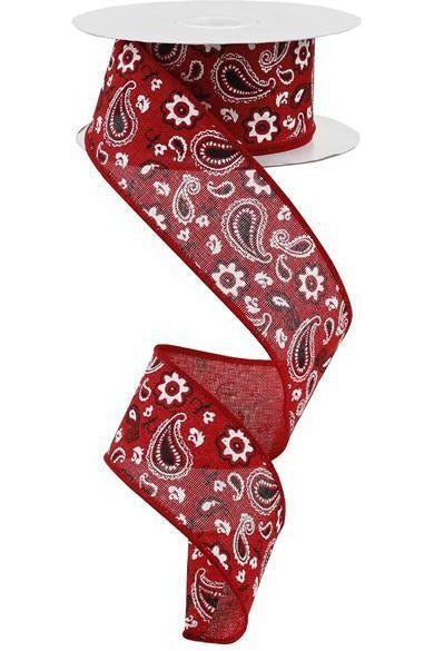 1.5" Bandana Royal Ribbon: Red (10 Yards) - Michelle's aDOORable Creations - Wired Edge Ribbon