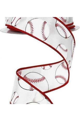 1.5" Baseball Ribbon (10 Yards) - Michelle's aDOORable Creations - Wired Edge Ribbon
