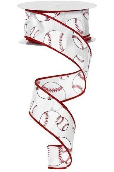 Shop For 1.5" Baseball Ribbon (10 Yards) at Michelle's aDOORable Creations