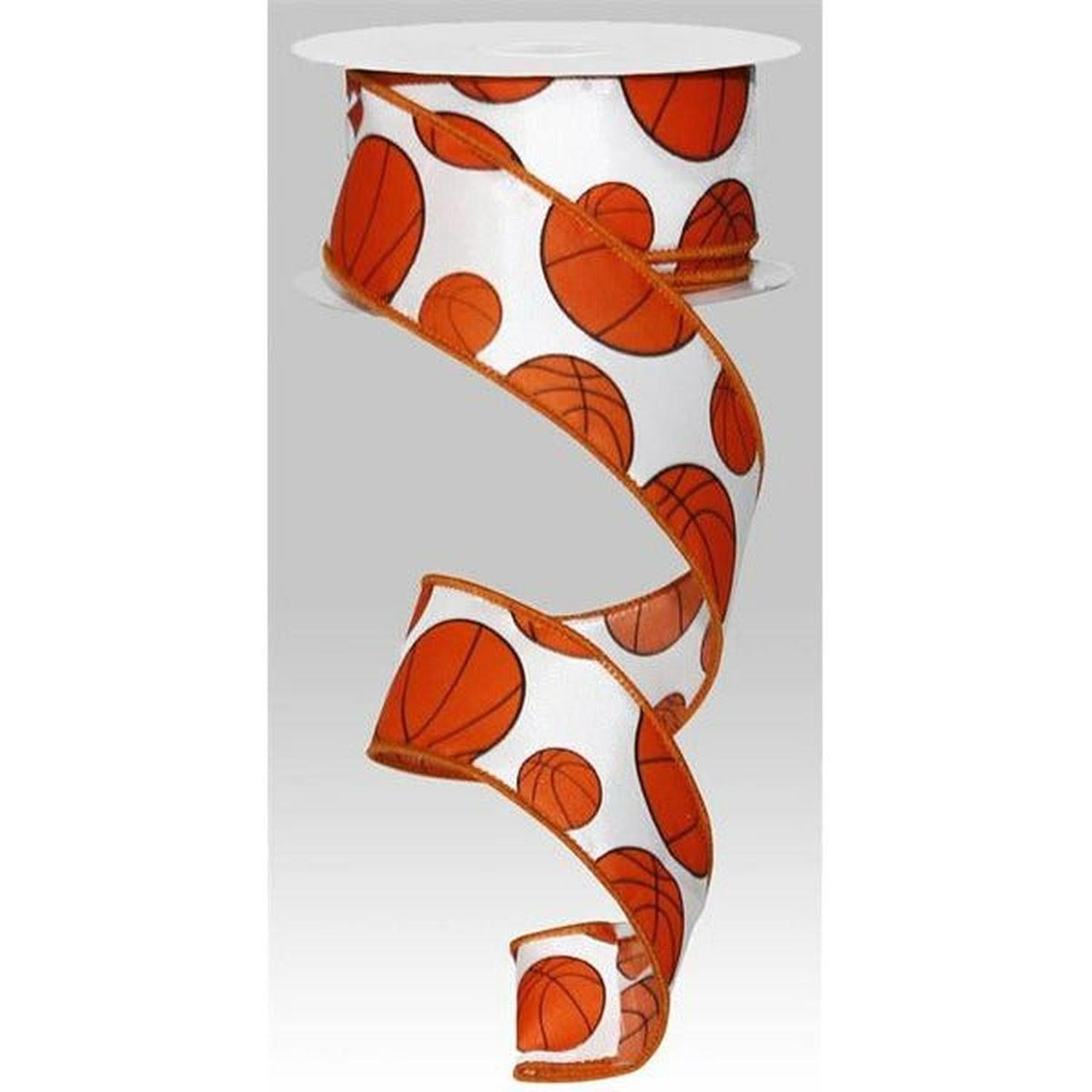 1.5" Basketball Ribbon: Orange & Black (10 Yards)