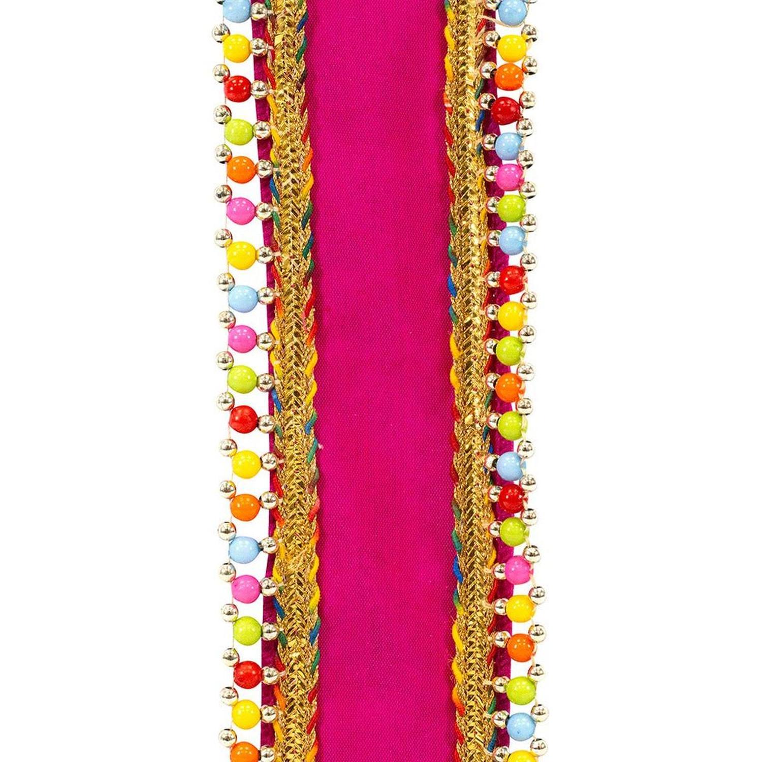 1.5" Beaded Candy Edge Ribbon: Fuchsia (5 Yards)