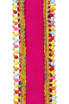 1.5" Beaded Candy Edge Ribbon: Fuchsia (5 Yards) - Michelle's aDOORable Creations - Wired Edge Ribbon