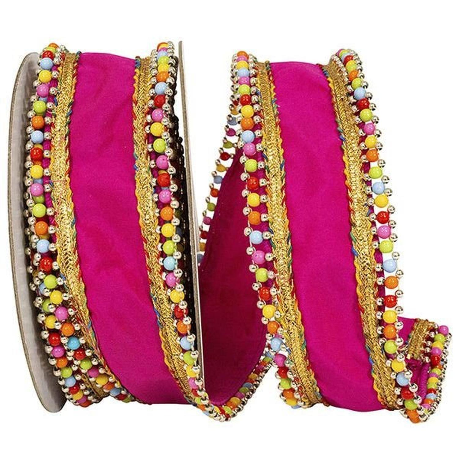 Shop For 1.5" Beaded Candy Edge Ribbon: Fuchsia (5 Yards) at Michelle's aDOORable Creations