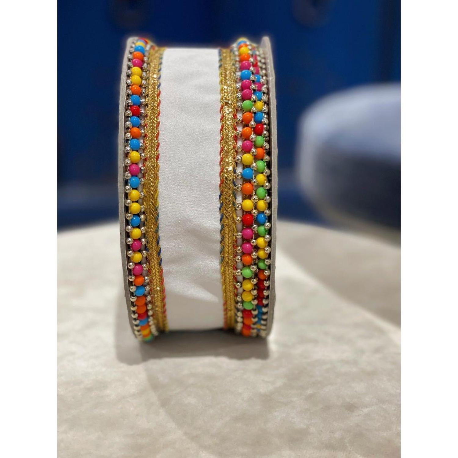 1.5" Beaded Candy Edge Ribbon: White (5 Yards)