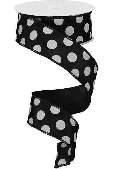 Shop For 1.5" Big Polka Dot Ribbon: Black & White (10 Yards) at Michelle's aDOORable Creations