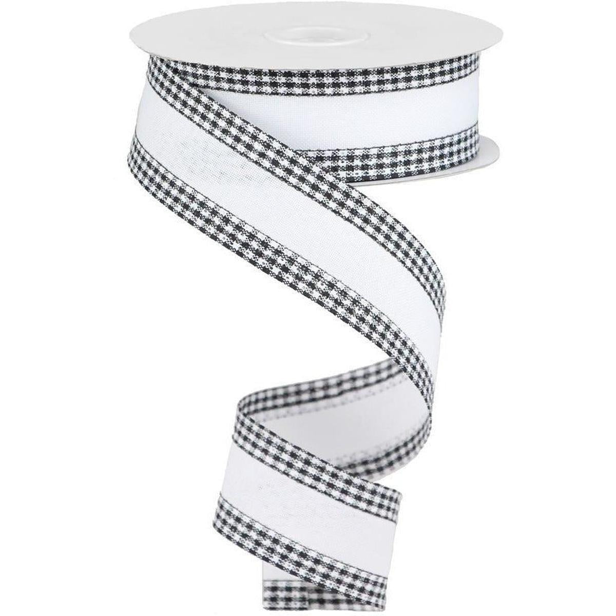 Shop For 1.5" Black Gingham Edge Ribbon: White (10 Yards) at Michelle's aDOORable Creations