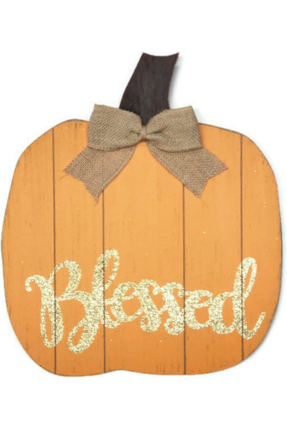 15" Blessed Wood Pumpkin Sign: Orange - Michelle's aDOORable Creations - Wooden/Metal Signs