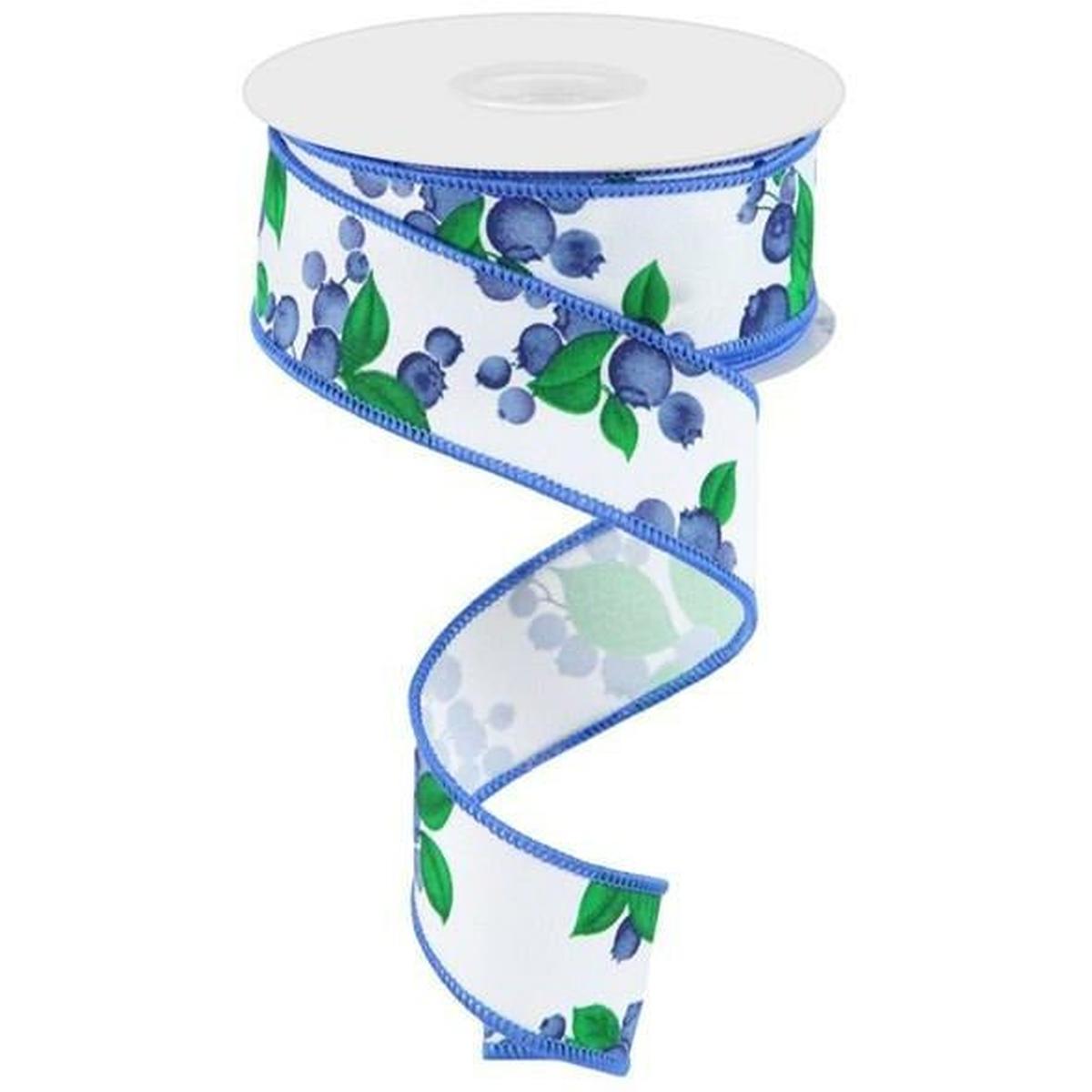 Shop For 1.5" Blueberry Ribbon: White (10 Yards) at Michelle's aDOORable Creations