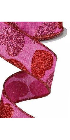 1.5" Bold Glitter Hearts Royal Ribbon: Pink (10 Yards) - Michelle's aDOORable Creations - Wired Edge Ribbon
