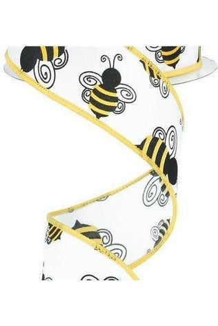 Shop For 1.5" Bumble Bee Ribbon: White Satin (10 Yards) RG1632