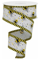 Shop For 1.5" Bumble Bee Stripe Edge Ribbon: White (10 Yards) RGA8384J3