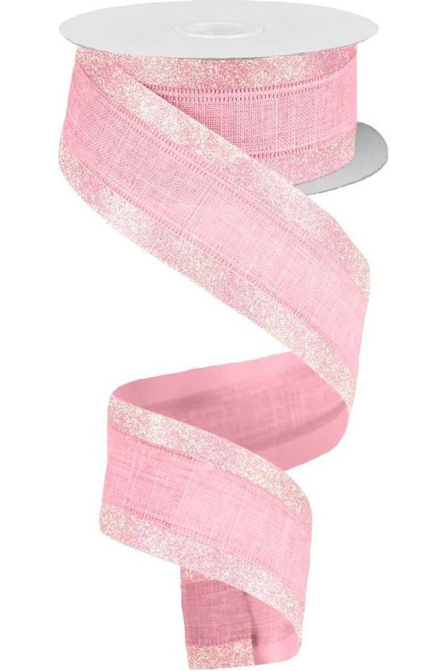 Shop For 1.5" Canvas On Satin Glitter Ribbon: Light Pink (10 Yards) at Michelle's aDOORable Creations