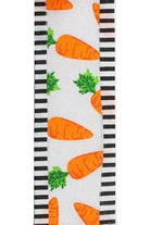 1.5" Carrots Thin Stripe Ribbon: White (10 Yards) - Michelle's aDOORable Creations - Wired Edge Ribbon