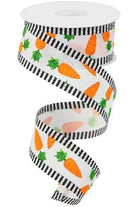 1.5" Carrots Thin Stripe Ribbon: White (10 Yards) - Michelle's aDOORable Creations - Wired Edge Ribbon