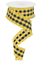 Shop For 1.5" Check with Poms Ribbon: Yellow (10 Yards) RN585873