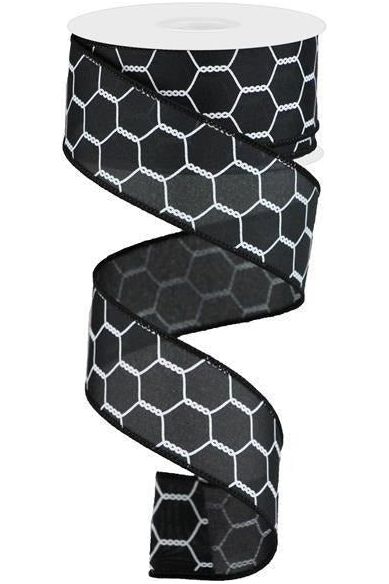 Shop For 1.5" Chicken Wire Ribbon: Black & White (10 Yards) at Michelle's aDOORable Creations