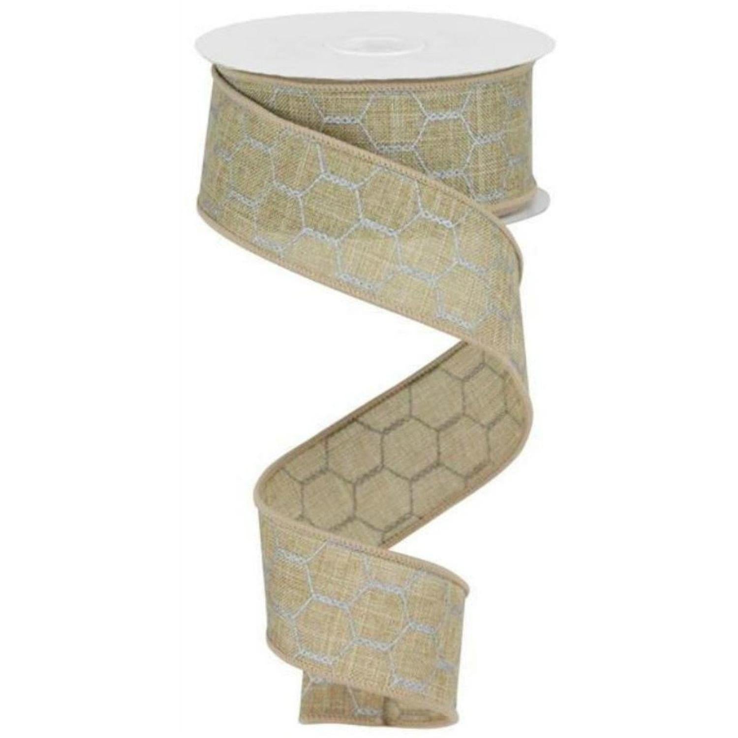 1.5" Chicken Wire Ribbon: Light Beige (10 Yards)